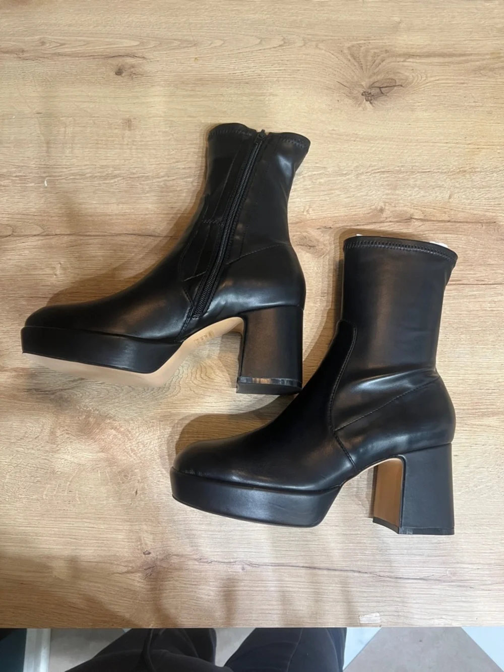 ***NEVER‎ WORN*** NWOT Silent D Black Platform Block Heel Sock Boots
